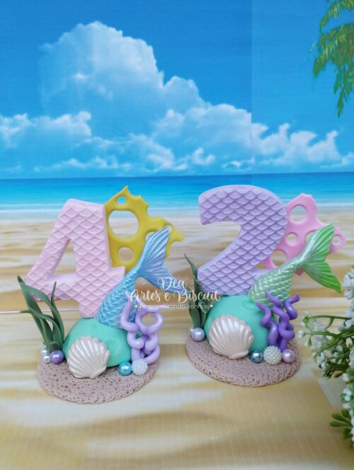 Vela Fundo do Mar Sereia em Biscuit
