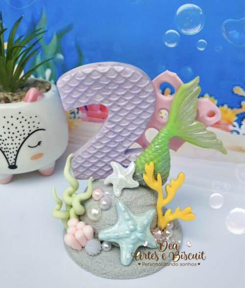 Vela Fundo do Mar Sereia em Biscuit