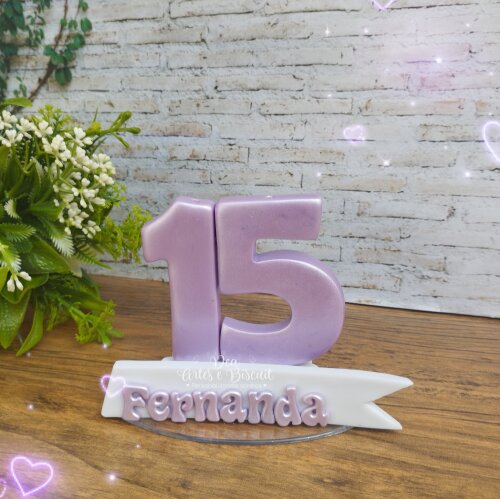 Vela de 15 Anos Minimalista Lilás com Nome