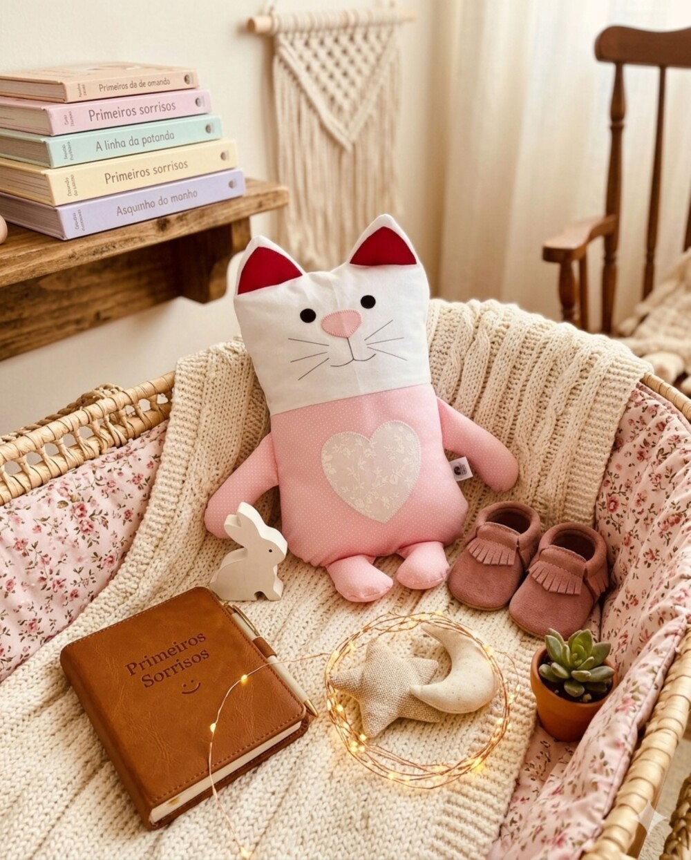 Naninha Gatinha em Tecido Tricoline 100% Algodão Rosa