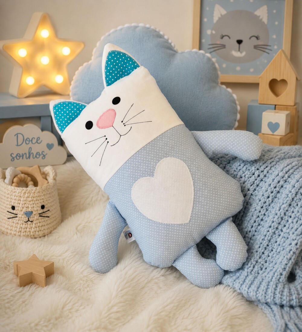 Naninha Gatinho para Crianças e bebês Travesseiro Infantil em T