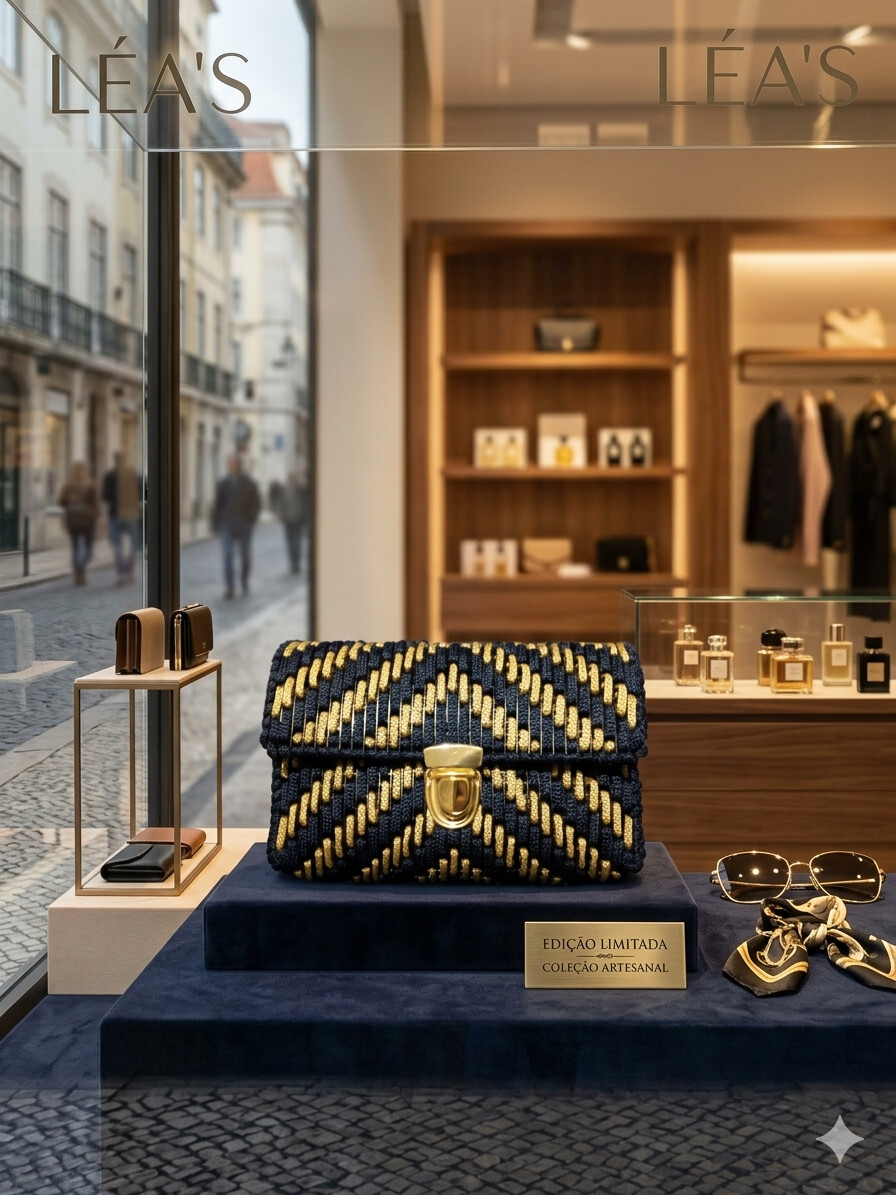 Clutch azul marinho e bege