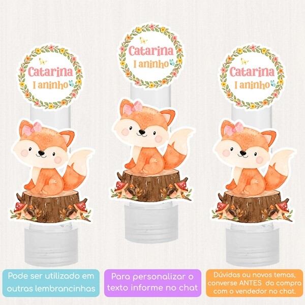 10 Apliques Personalizados Raposinha Lembrancinha Chá de bebê A