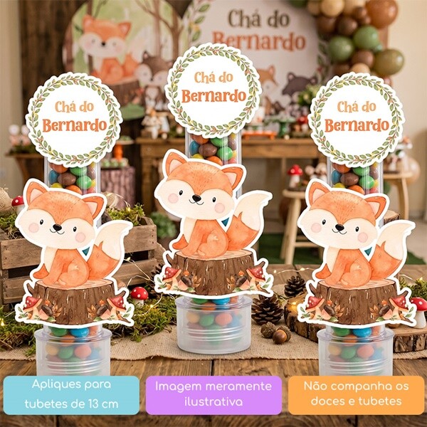 10 Apliques Personalizados Raposinho Lembrancinha Chá de bebê A