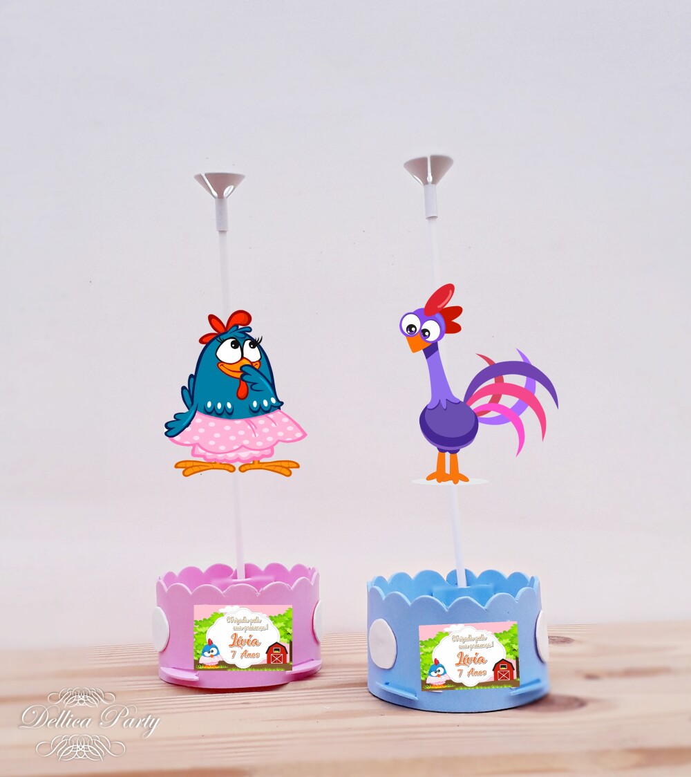 Centro de mesa Galinha Pintadinha Rosa