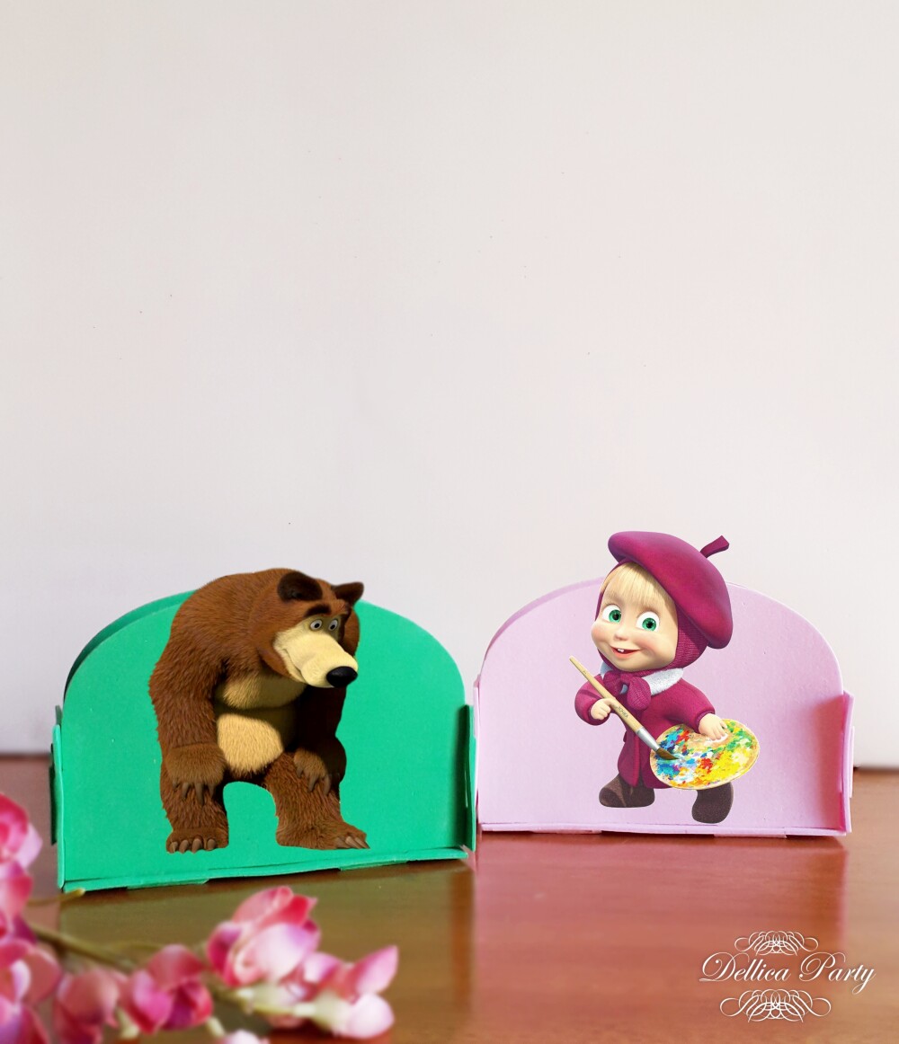 Lembrancinha Porta Guardanapo Masha e Urso