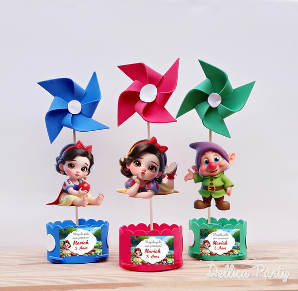 Centro de Mesa Branca de Neve Cute *