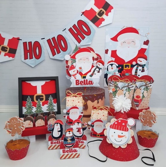 Kit Só Um Bolinho Médio / Natal Decoração com Papai Noel