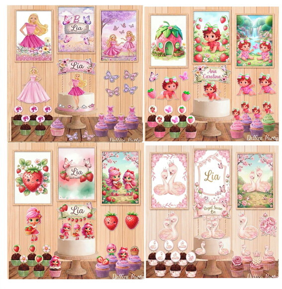 Kits Mesversário Menina 12 Temas Mais Brinde - Impresso