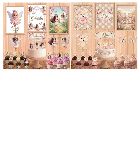 Kits Mesversário Menina 12 Temas Mais Brinde - Impresso