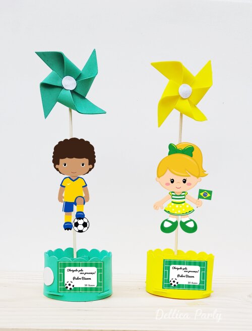Centro de mesa Futebol Menino e Menina