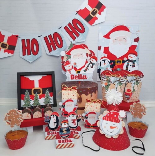Kit Só Um Bolinho Médio / Natal Decoração com Papai Noel