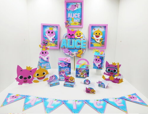 Kit Só Um Bolinho P - Baby Shark Rosa