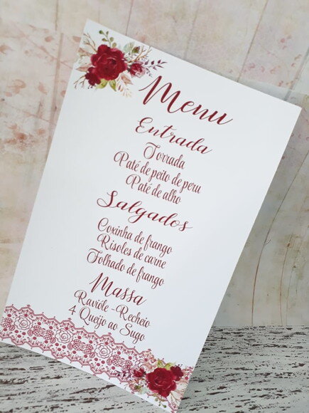 Menu de Casamento Personalizados