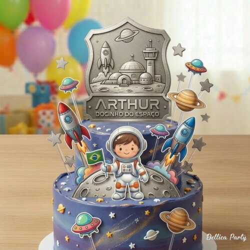 Topo de Bolo Astronauta