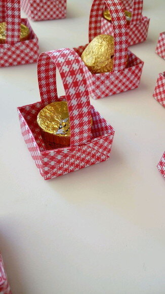 Cestinha Xadrez | Forma para Doces - Cor Vermelho