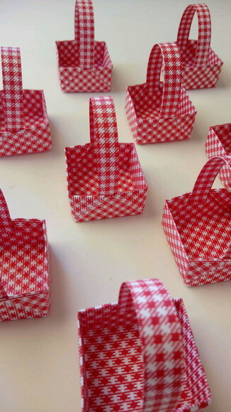 Cestinha Xadrez | Forma para Doces - Cor Vermelho