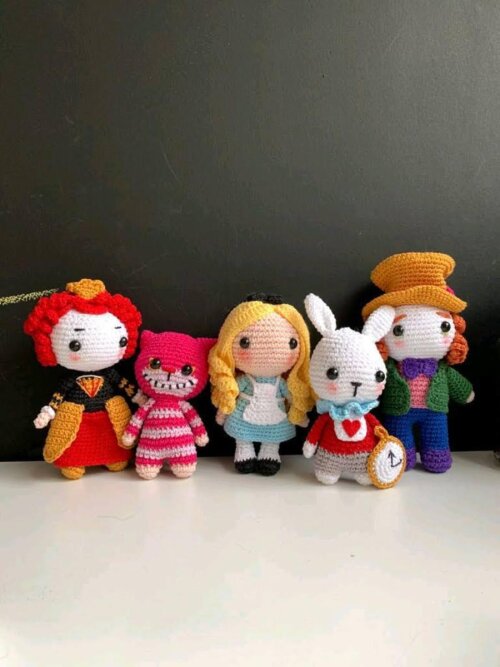 Coleção Alice No Pais Das Maravilhas 5 Personagens Amigurumi