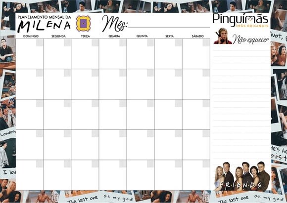 Agenda/planner A4 em Manta Magnética - Tema Friends