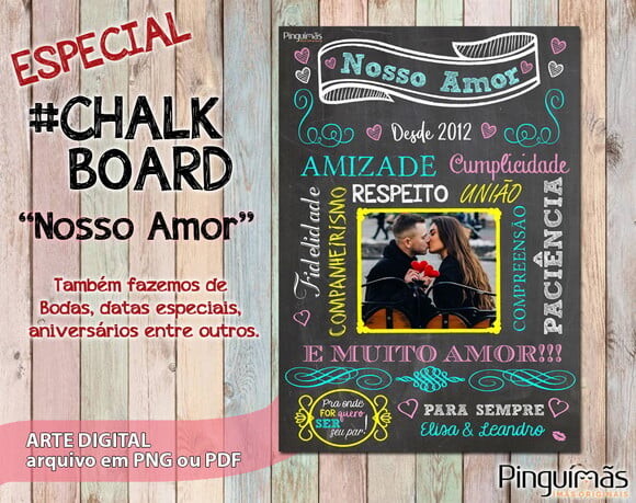 Chalkboard Dia dos Namorados/bodas/casamento - Arte Digital