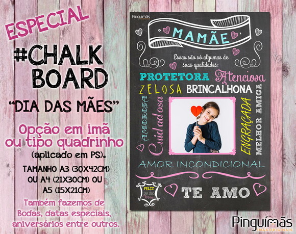 Chalkboard Dia das Mães A5 em Manta Magnética