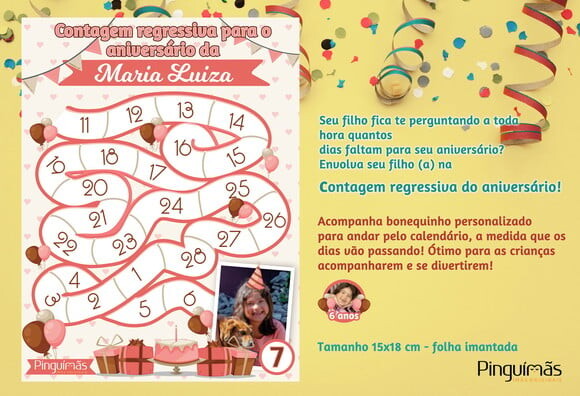 Contagem Regressiva para o Aniversário em Manta Magnética