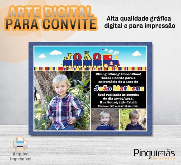 Convite Digital de Aniversário - Trenzinho com Foto