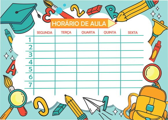 Horário de Aula A4 em Manta Magnética com Caneta Marcadora