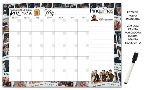 Planner Anual Friends A3 em Manta Magnética
