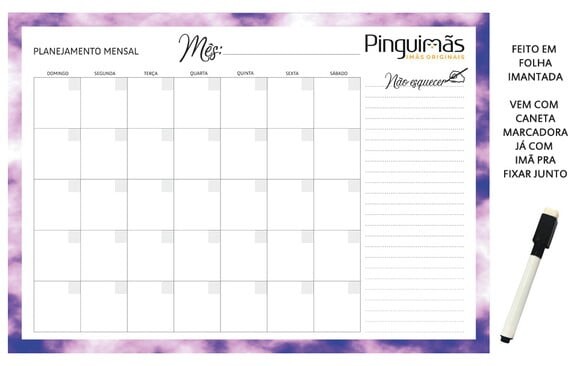 Planner Anual Vários Temas A3 em Manta Magnética