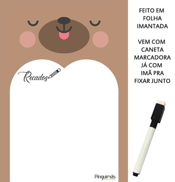 Quadro de Anotações de Bichos A5 em Imã