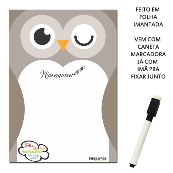 Quadro de Anotações Corujas A5 em Imã