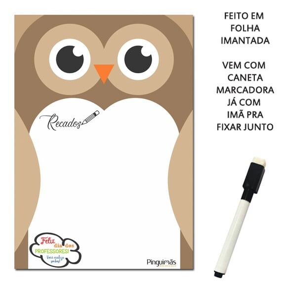 Quadro de Anotações Corujas A5 em Imã