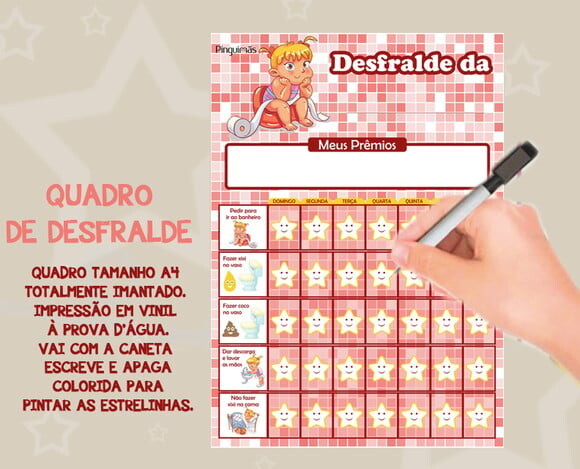 Quadro de Desfralde A4 em Manta Magnética com Caneta