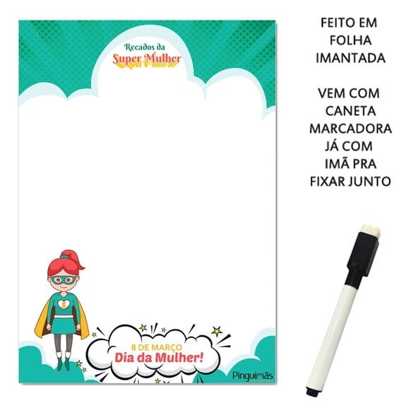 Quadro de Anotações Dia da Mulher/dia das Mães A5 em Imã