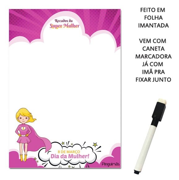 Quadro de Anotações Dia da Mulher/dia das Mães A5 em Imã