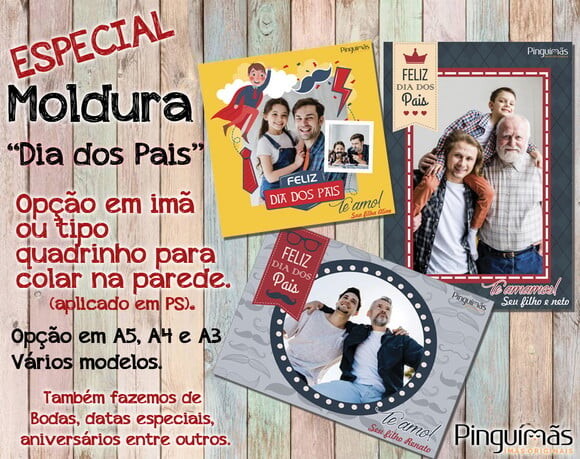 Quadro Feliz Dia dos Pais A5 Personalizado em Imã