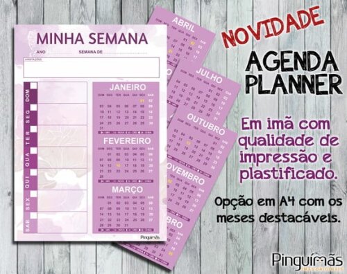 Agenda/planner Tamanho A4 - Violeta - Manta Magnética