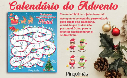 Calendário do Advento A5 - Papai Noel - em Imã