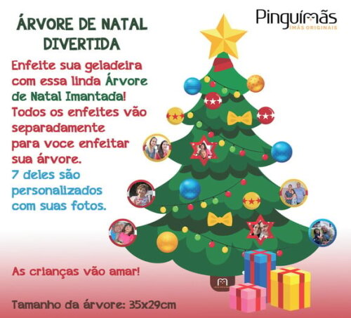 Árvore de Natal Divertida e Personalizada - Imantada