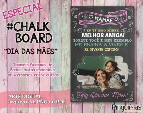 Chalkboard Dia das Mães A5 - Arte Digital