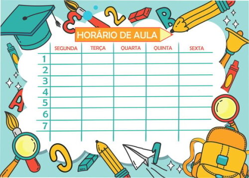 Horário de Aula A4 em Manta Magnética com Caneta Marcadora