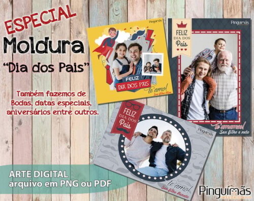 Moldura Feliz Dia dos Pais A5 Personalizado - Arte Digital