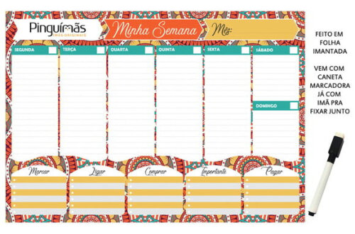 Planner Semanal A4 em Manta Magnética