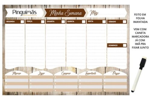Planner Semanal A4 em Manta Magnética