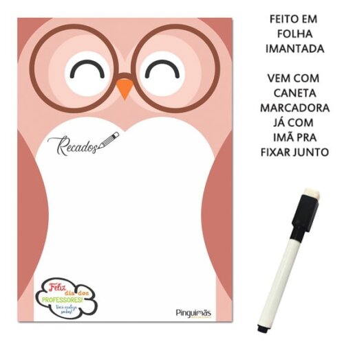 Quadro de Anotações Corujas A5 em Imã