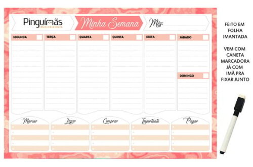 Planner Semanal A4 em Manta Magnética