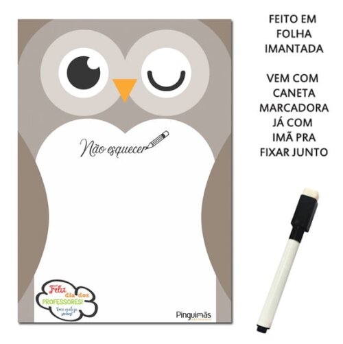 Quadro de Anotações Corujas A5 em Imã