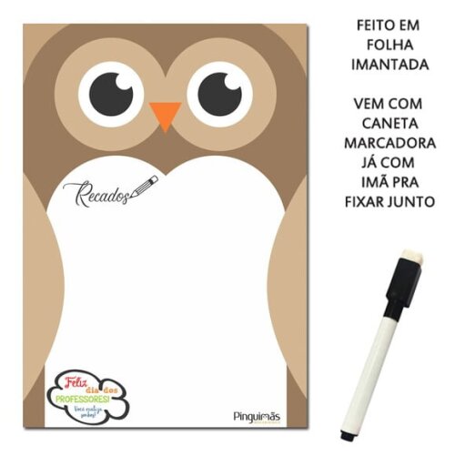 Quadro de Anotações Corujas A5 em Imã