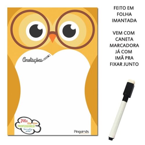 Quadro de Anotações Corujas A5 em Imã
